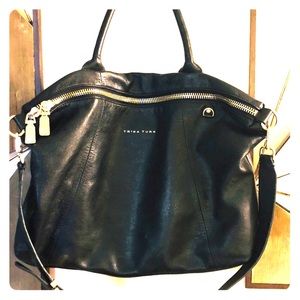 Trina Turk Black Nappa Leather Crossbody Bag